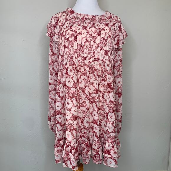 Free People Red These Dreams Babydoll Dress Sz Medium - Picture 1 of 15